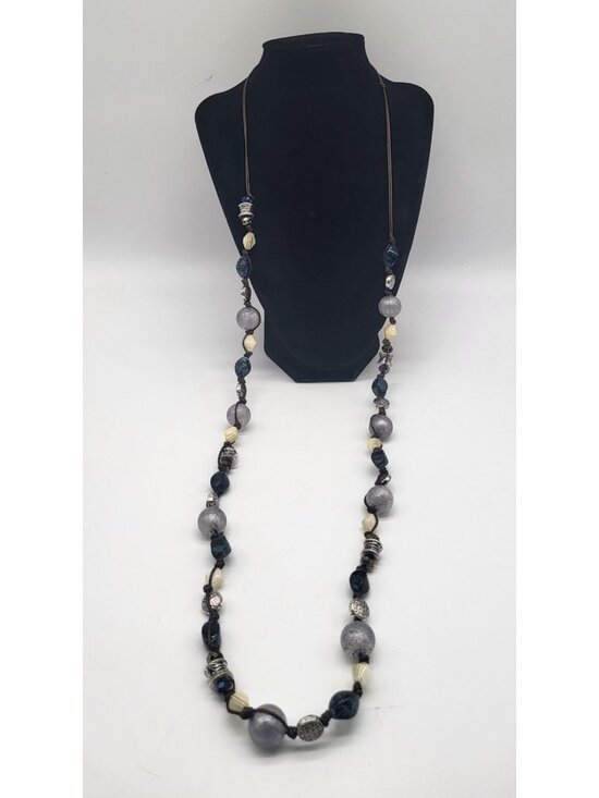 Premier Designs Jewelry - Premier Designs Chambray Necklace Adj Antique Silver Plated Glass Acrylic Beads